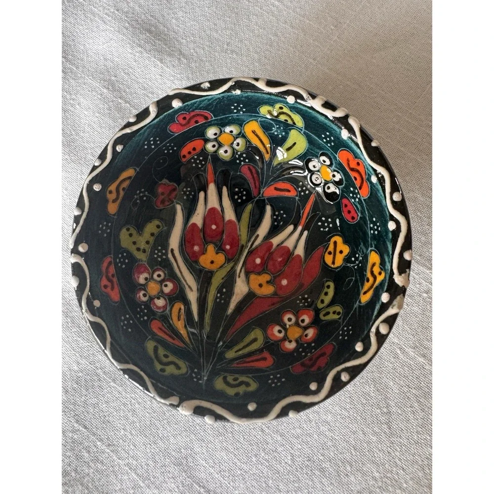 Turkish Handmade Hand Painted Mini Ceramic Pottery Bowl 3.25